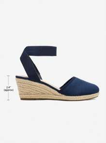 Women's Closed Toe Elastic Ankle Strap Espadrilles Vacation Outing Comfortable Commuting And Shopping Wedge Sandals Summer Shoes - 藏蓝色 - 查看 10