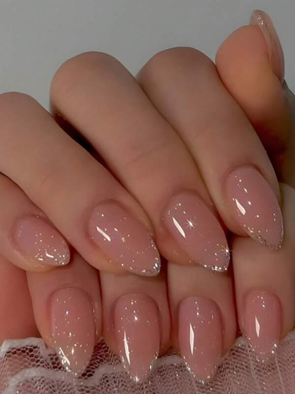 Embellezca y encántese - 24 piezas de uñas postizas cortas francesas degradadas en rosa y blanco para fiestas, baile y uso diario. Suministros de uñas para pegar. uñas falsas uña falsa uña acrílica