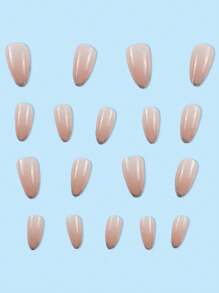 美化自己，展現魅力-24入組短款法式漸變粉白假指甲，適用於派對，舞會，日常穿戴壓克力假指甲補給品 - 粉色 - 查看 3