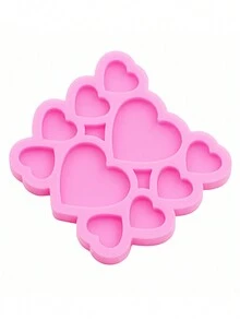 1入組迷你心形矽膠模具,包括耳環、髮夾、鞋子、衣服、粘土、環氧樹脂模具,適用於製作閃亮飾品