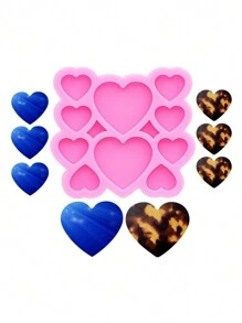 1入組迷你心形矽膠模具,包括耳環、髮夾、鞋子、衣服、粘土、環氧樹脂模具,適用於製作閃亮飾品