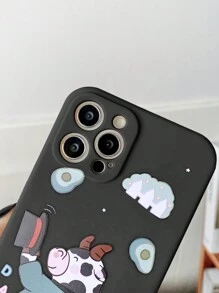 黑色防摔减压软萌奶牛造型保护手机壳,兼容和红米手机,国际版,非国内版 - 彩色 - 查看 4