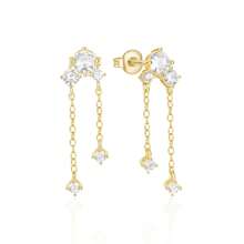 1對925純銀北斗星流蘇耳環,女性經典掛墜耳環,18k鍍金,完美婚禮,節日禮物,精美珠寶 - 金色 - 查看 13