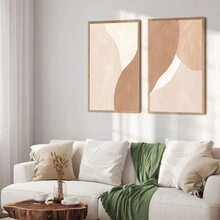 1pc Boho Wall Art Prints, Boho Wall Decor, Mid-Century Modern Wall Pictures Palm Abstract Orange Beige Canvas Wall Painting, Minimalist Geometric Boho Wall Decor, Boho Posters For Bedroom Living Room Home Office Bathroom | Unframed 12"X16"