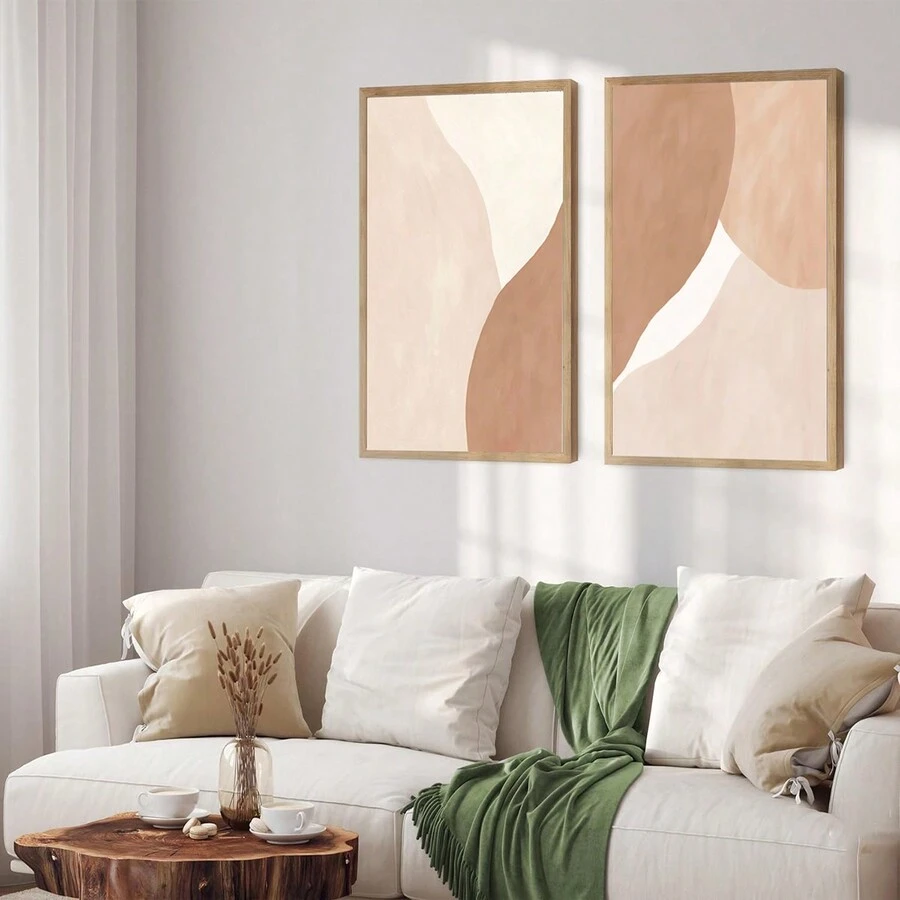 1pc Boho Wall Art Prints, Boho Wall Decor, Mid-Century Modern Wall Pictures Palm Abstract Orange Beige Canvas Wall Painting, Minimalist Geometric Boho Wall Decor, Boho Posters For Bedroom Living Room Home Office Bathroom | Unframed 12"X16"