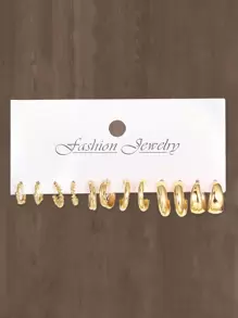 12-48 件优雅复古设计各式耳环套装，包括心形、花朵、波浪、扭曲、镂空、纹理、金属 C 形环，适合节日、度假、派对、约会、日常佩戴 - 金黃色 - 查看 7