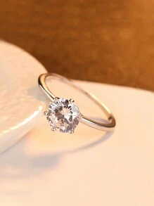 AETOLIA 1入組簡約韓款S925銀戒指套裝，優雅新年戒指情人節禮物婚禮珠寶 - 銀色 - 查看 2