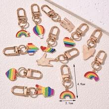 1pc Fashionable Ins Style Alloy Keychain With Rainbow, Hand Gestures, Love, Balloon & Cartoon Design. Suitable For Both Men And Women As A Gift Or For Personal Use - Multicolor - View 2