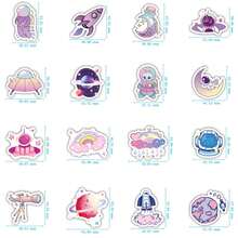 100入組星空貼紙,配有太陽系彩色卡通宇宙行星設計以裝飾手機,每個貼紙的尺寸為3-5cm - 淡紫色 - 查看 4