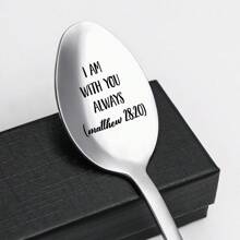 刻有啟發性名言的不鏽鋼勺,是男人、女人和朋友的精品禮物：咖啡勺、麥片勺、冰淇淋勺、甜點勺、果醬勺禮物 - 銀色 - 查看 1