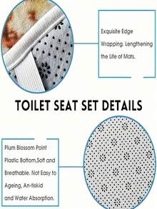 4pcs/Set Floral Printed Shower Curtain And Bathroom Mat Set, With 12 Hooks, For Bathroom Seat, Anti-Slip Mat, Waterproof Curtains, Home Bathroom Decor Accessories - Multicolor - View 6