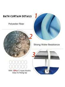 4pcs/Set Floral Printed Shower Curtain And Bathroom Mat Set, With 12 Hooks, For Bathroom Seat, Anti-Slip Mat, Waterproof Curtains, Home Bathroom Decor Accessories - Multicolor - View 9