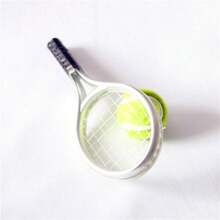 2pcs/Set 1:6 Doll House Mini Scene Accessories Simulation Mini Sports Goods Tennis Racquet Tennis Model Miniature Decoration - Silver - View 7