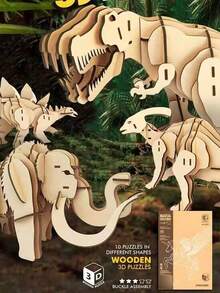 3d木質恐龍拼圖,diy組裝動物拼圖,創意愛好教育玩具 - 梁龍 - 查看 6