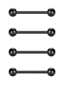 CIZME 4Pcs/Set Nipple Rings Tongue Rings Stainless Steel 14G Straight Barbells Piercing Jewelry 12mm,14mm,16mm,18mm