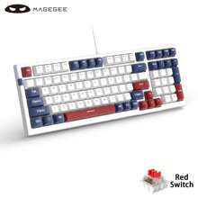 MageGee MK-Sky98 Mechanical Gaming Keyboard Hot Swappable Small Compact 98 Key 100% Anti-Ghosting LED Backlight Wired Gaming Keyboard for Laptop, Computer, Desk Blue White-Red Switch - Black - View 2