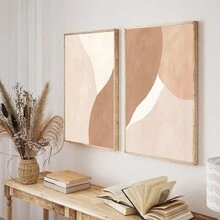 1pc Boho Wall Art Prints, Boho Wall Decor, Mid-Century Modern Wall Pictures Palm Abstract Orange Beige Canvas Wall Painting, Minimalist Geometric Boho Wall Decor, Boho Posters For Bedroom Living Room Home Office Bathroom | Unframed 12"X16"