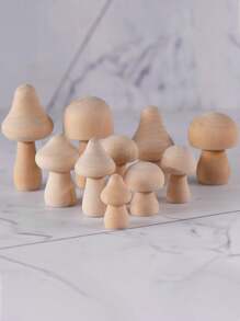 10 Piezas-unfinished Hongo De Madera Para Manualidades, Setas De Madera Naturales Para Pintar, Setas Pequeñas De Varios Tamaños, Decoración De Hongos De Madera Para Proyectos De Arte Y Manualidades, Decoración Y Más Colores De Pintura Diy - color madera - Ver 7