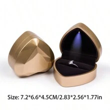 創意心形 Led 耳環和戒指盒,帶有閃亮燈光,非常適合求婚和珠寶展示 - 心型LED發光飾品盒 - 查看 10