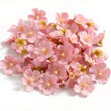 50枚仿真小櫻花花瓣,迷你假絲花花環配件,家庭婚禮裝飾用假花頭 - 粉色 - 查看 1
