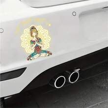 1 件 4.92x4.92 吋隨波逐流瑜珈曼陀羅乙烯基貼紙車窗牆貼 - 彩色 - 查看 5