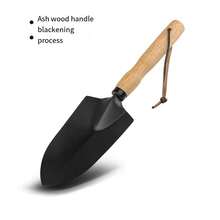 1pc Japanese Style Stainless Steel Garden Planting Tool With White Wax Wood Handle, Black Shovel Cultivate Vegetables Flowers Weeding Pointed Shovel Rake For Home Use - Black - View 2