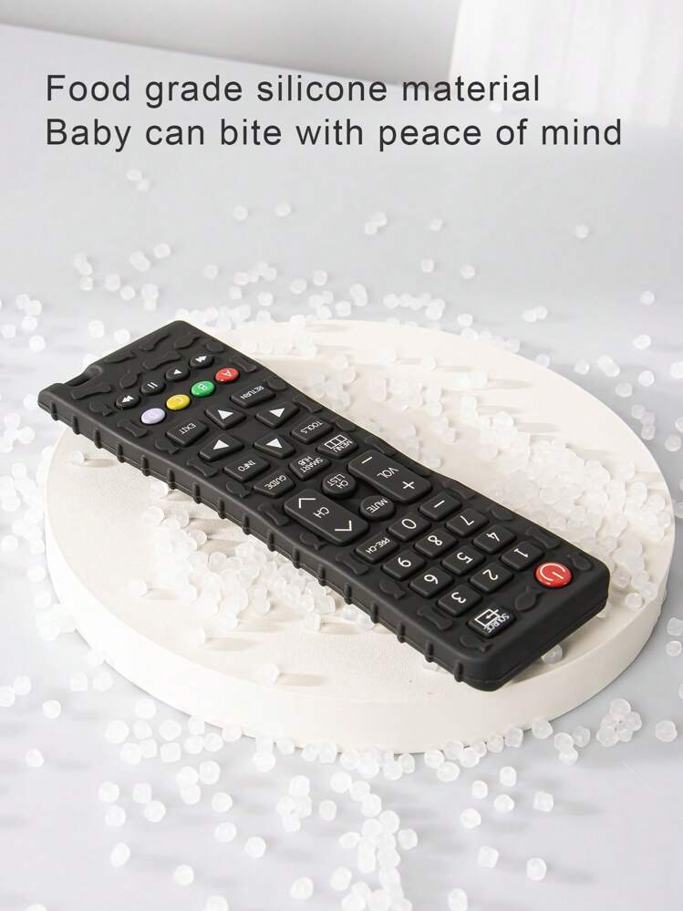 1pc Kids' Silicone Teether Toy, Realistic Remote Control Design, For Teething & Chewing, Suitable For Infants 6+ Months - Black - View 4