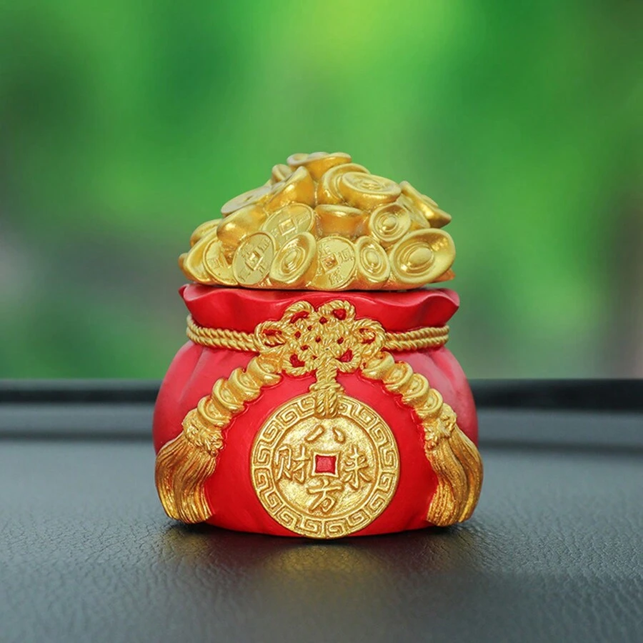 1pc Lucky Money Bag Car Pendant With Accompanied Aromatherapy Wax For Creative Car Decoration - Red - View 1