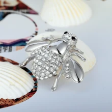 Fashionable Cute Animal Bee Shaped Brooch With Rhinestones, Suitable For Women, Multiple Occasions Available - Silver - View 2