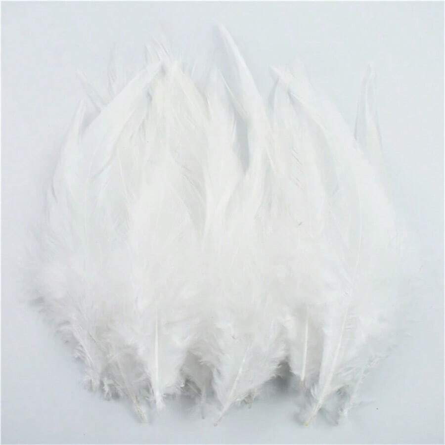 50入組白色雉雞羽毛diy珠寶裝飾羽毛,適用於針織和手工藝品飾品、捕夢網飾品等 - 白色 - 查看 1