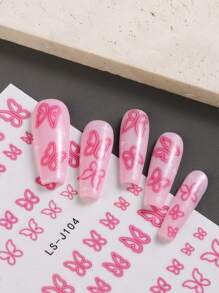 3D Pink Spring Nail Design Colorful Butterfly Nail Sticker 3D Nail Art Slider Geometric Nail Art Accessories Sticker - Multicolor - View 2