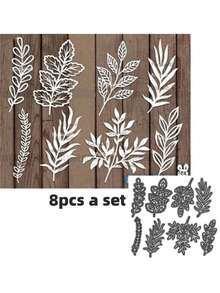 4/6/8入組葉子金屬切割模具,蝴蝶diy工藝模具,楓葉模板壓花刀模切割模板,適用於diy相冊裝飾壓花模板 - 樹葉刀模 - 查看 7
