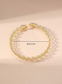 1pc Fashionable Hollow Out Flower Arm Cuff, Exaggerated Asymmetric Knot Design Metallic Open Cuff Bracelet Suitable For Women's Daily Wear - Gold - View 4