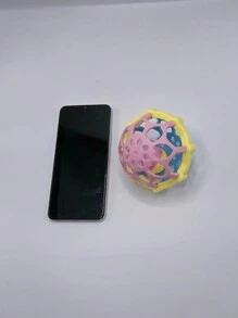 Baby Hand Grab Ball Children Rattle Toy Soft Rubber Plastic Ball - Pink - View 9