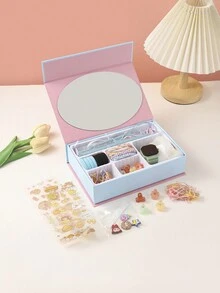 高端彩色髮飾禮盒套裝；扭曲編織髮夾、髮圈、手錶和手鐲；節慶禮品包裝 - 彩色 - 查看 1