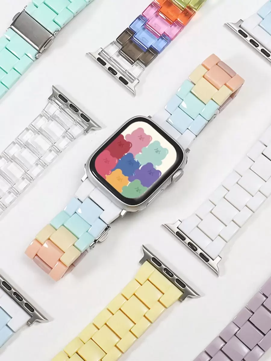 1入組手錶表帶彩虹亞克力透明表帶，樹脂表帶，適用於38mm、40mm、41mm、42mm、44mm、45mm、49mm的蘋果手錶表帶，樹脂手錶帶，適用於Series Ultra 9/8/7/6/5/4/3/2/1/SE - 彩色 - 查看 1