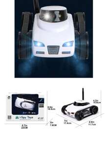 Coche Rc Con Cámara Para Niños, Control Remoto Giratorio De 360° De Alta Velocidad Para Niños Y Niñas, Coches De Carreras Recargables Con Luces Intermitentes Y Sonido Dinámico Para Adultos - Blanco y Negro - Ver 3