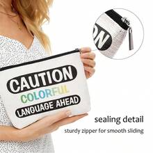 1pc Text Pattern Printed Cosmetic Bag With Large Capacity, Portable Toiletry Bag, Travel Organizer - Multicolor - View 3