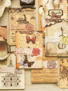 1book/10sheets, 3sheets Per Pattern, 30sheets In Total, Burnt Book Pages Series Vintage Ins English Letter Notebook Decoration Paper - Multicolor - View 2