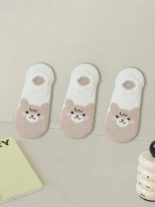 3 Pairs Faux Cashmere Thickened Warm Winter Women's Socks - Multicolor - View 1