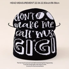 1頂y2k風格哥德風gigi提花針織帽-溫暖時尚的針織帽,適用於戶外活動、騎車、旅行和滑雪 - 多色 - 查看 7