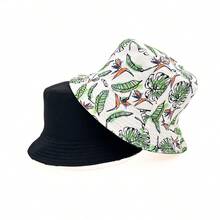 1入組男女皆宜雙面印花聚酯太陽帽,適合戶外活動、海灘、防風 - 綠色 - 查看 5