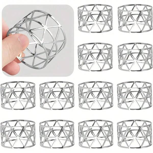 6pcs Retro Minimalist Golden Triangle Napkin Rings For Restaurant/Home Gatherings/Holiday Parties/Table Decoration Best Gifts Birthday