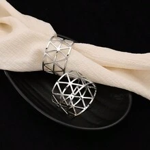 6 件复古简约金色三角餐巾环 适用于餐厅/家庭聚会/节日派对/餐桌装饰最佳礼物 - 銀色 - 查看 4