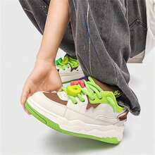 1pair New Thick-Soled Breathable Casual Sports Shoes For Men - Green - View 1