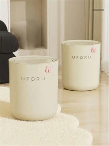 1只覆蓋式大容量垃圾桶,外形吸引人,適用於客廳、廚房、臥室、浴室,頂部銀色熊圖案,米色外觀 - 米色 - 查看 10