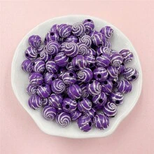 100pieces 8mm Colored Spiral Striped Acrylic Round Beads Handmade DIY Beaded Bracelets With Diamonds Phone Chain Accessories - 100pcs/8mm - View 7
