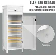 Bathroom Cabinet With Drawer, Midi Cabinet With Adjustable Shelves, Bathroom Cabinet Bathroom Chest Of Drawers Made Of Wood For Bathroom & Living Room, 30 X 35 X 87 Cm - 白色 - 查看 2