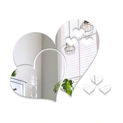 5pcs/Set Heart Shaped Mirror Wall Stickers, 3d Acrylic Material Decorative Mirror Decals, 1mm Thickness, Diy Room Decoration, Suitable For Bedroom And Living Room,Stickers,Wall Decal, Vinyl Decal For Home Decorations,Spring Decoration Items Refresh Your Home,Rama Decoration Stickers Wall Decor Wall Mirror Mirror For Room Bathroom Decor Living Room Decor