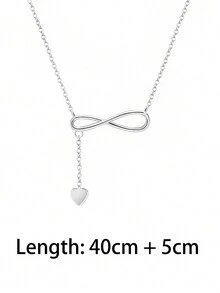 1pc Delicate 925 Sterling Silver Japanese Style Small Heart Pendant Necklace, Collarbone Chain, Uncommon Design, Perfect For Women's Daily Wear - YW1413 - View 2